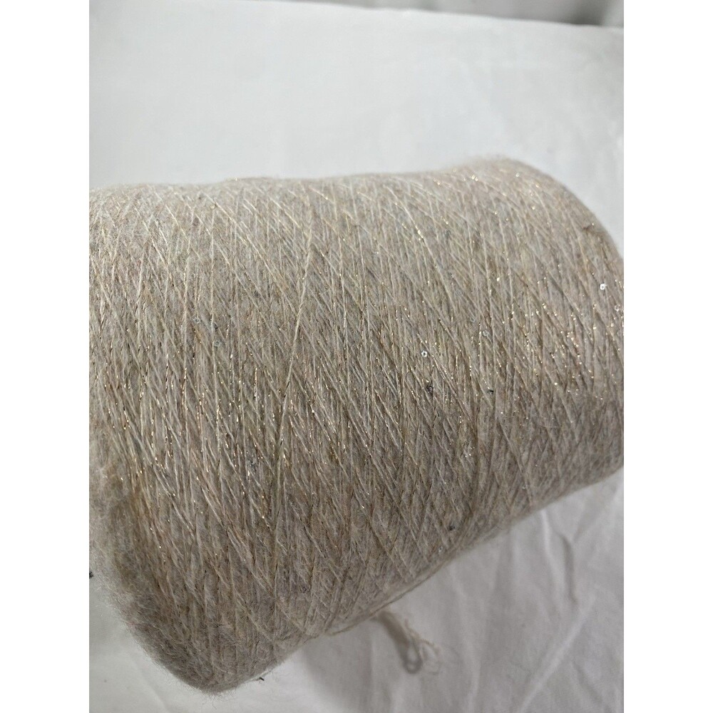 Fancy Rare Flower Sequins Cone Yarn Spool Yarn Light Beige Mohair 650g NW #801